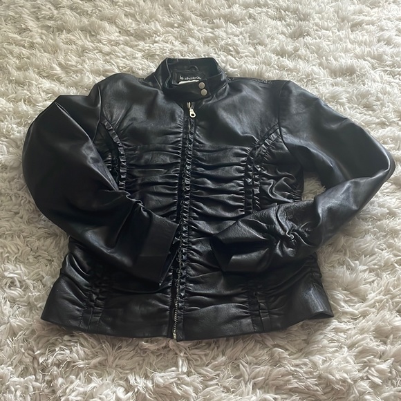 Black waist high leather jacket - Picture 1 of 2